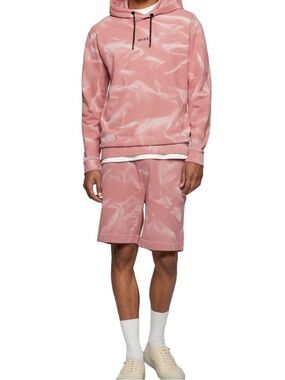 Hugo Boss Pink Tie Dye Hoodie Sweatshirt Medium Minimalist Athleisure